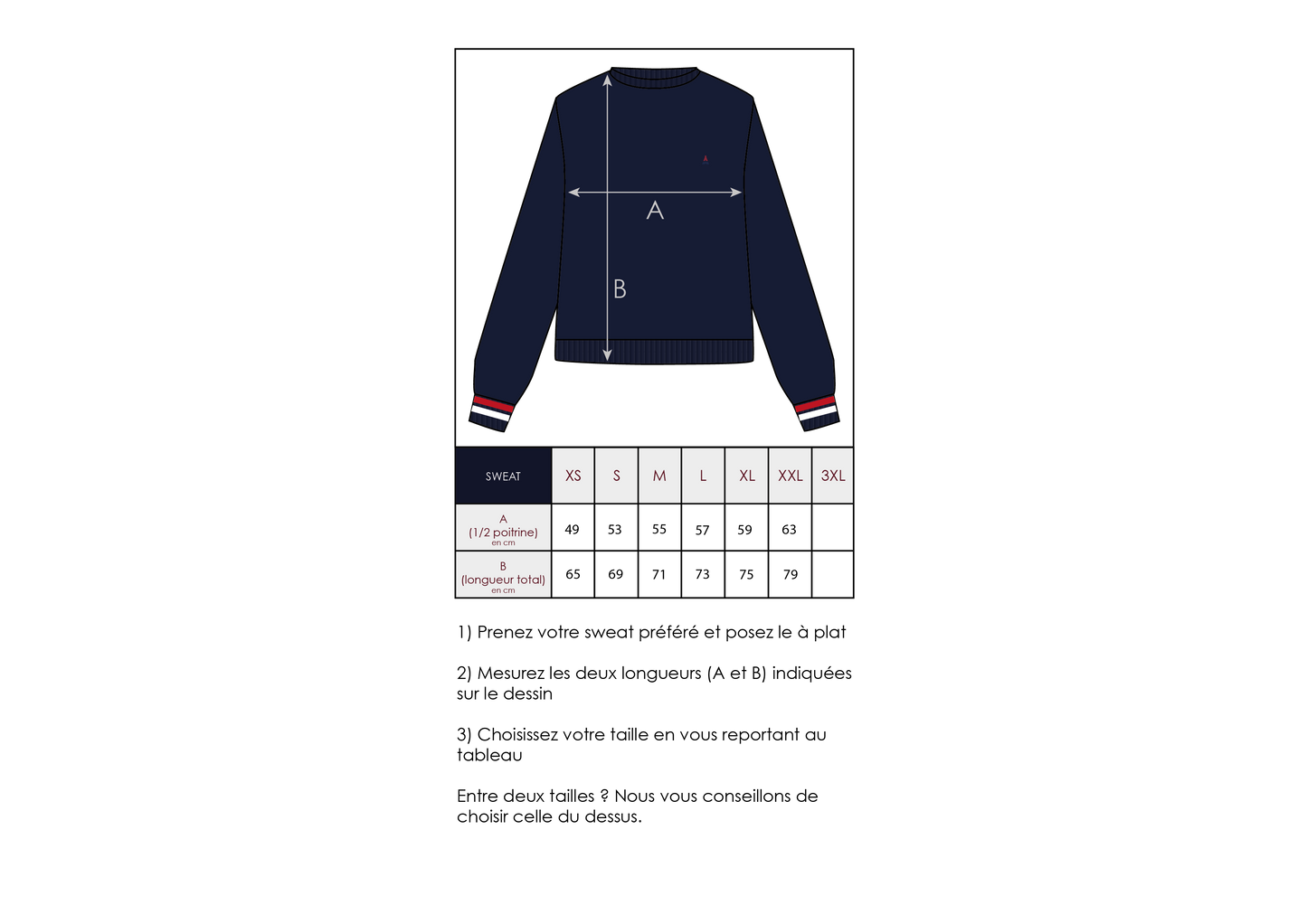 guide taille sweat