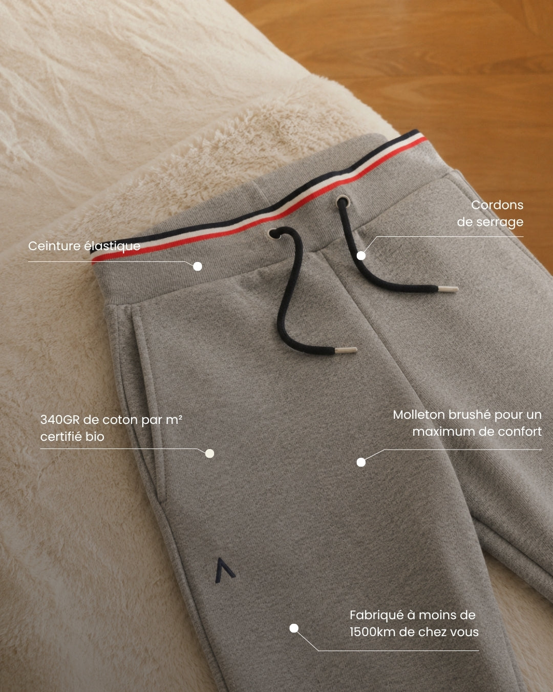JOGGING ARSENE GRIS | COTON BIO | COUPE AJUSTÉE