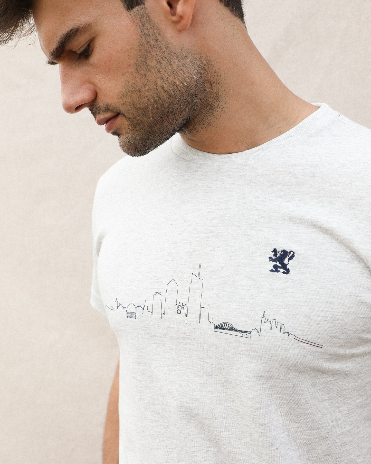 T-shirt homme coton bio | Skyline gris | Maison FT x Ville de Lyon