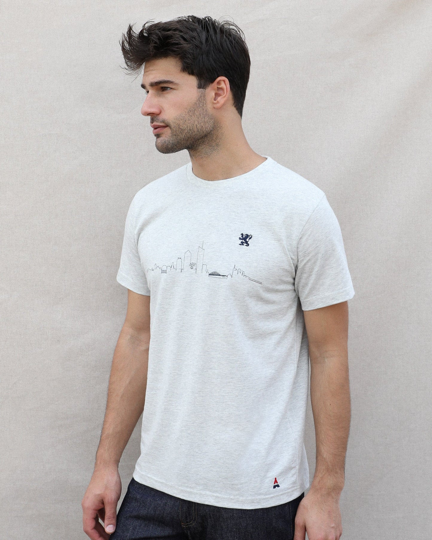 T-shirt homme coton bio | Skyline gris | Maison FT x Ville de Lyon