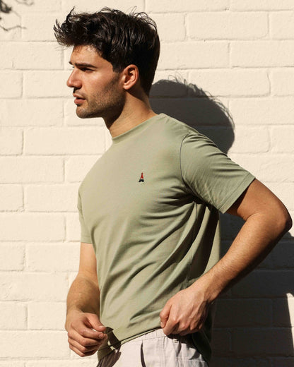 T-SHIRT HOMME VERT SAUGE - COTON BIO