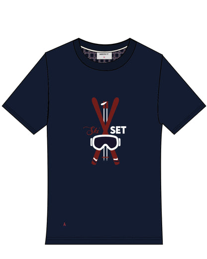 T-SHIRT SKI SET BLEU MARINE | COTON BIO | PRÉCOMMANDE