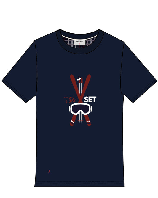 T-SHIRT SKI SET BLEU MARINE | COTON BIO | PRÉCOMMANDE