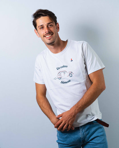 T-SHIRT HOMME EN VOITURE SIMONE BLANC