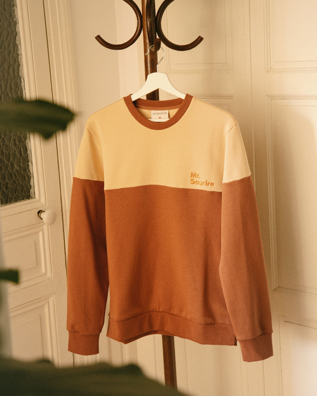 sweat beige et terracotta