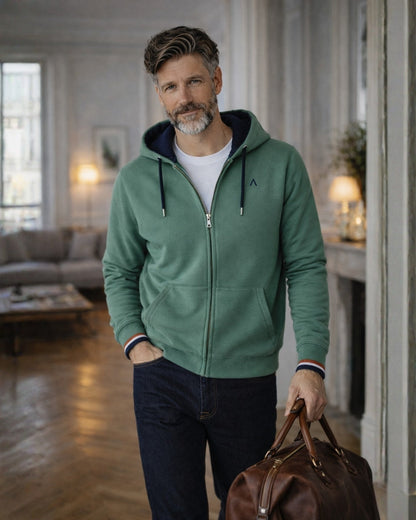 VESTE ZIPPEE MARIUS VERT | COTON BIO