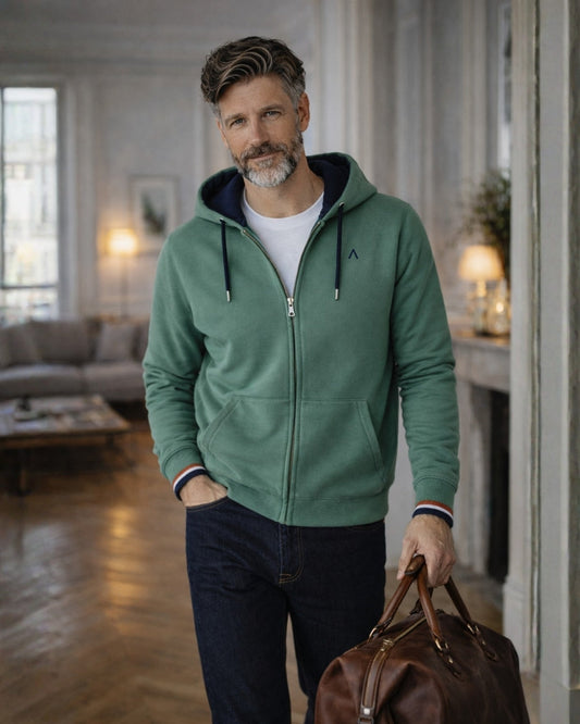 VESTE ZIPPEE MARIUS VERT | COTON BIO
