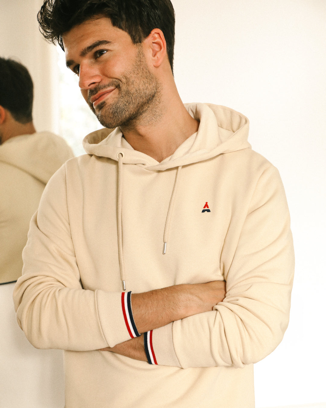 SWEAT A CAPUCHE EN COTON BIO AUGUSTIN BEIGE