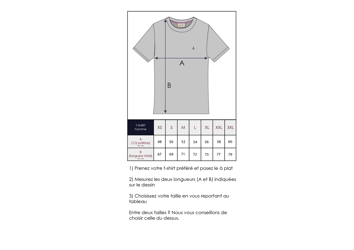 guide taille t-shirt blanc apéro