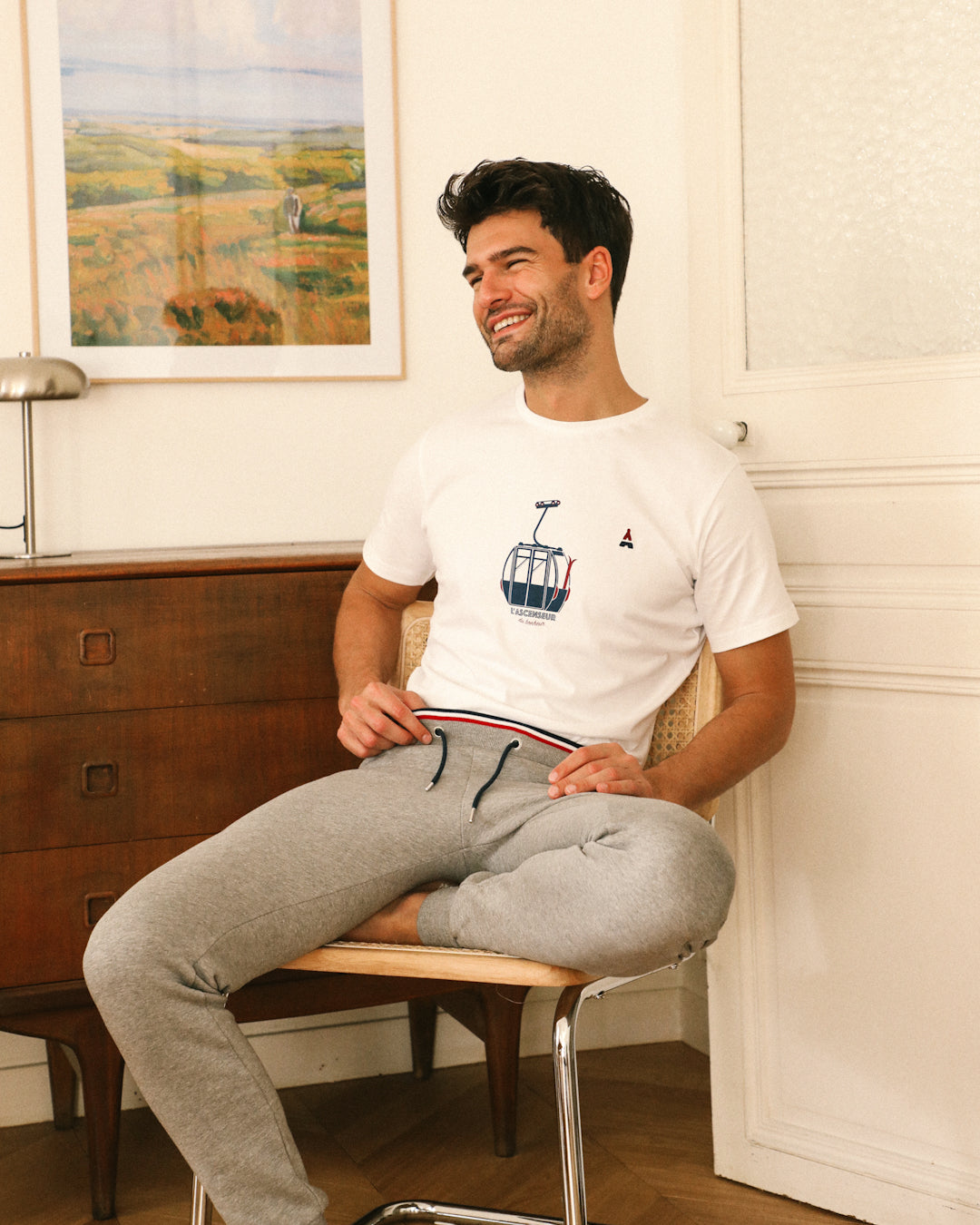 jogging gris homme - coton bio - maison ft - cordon