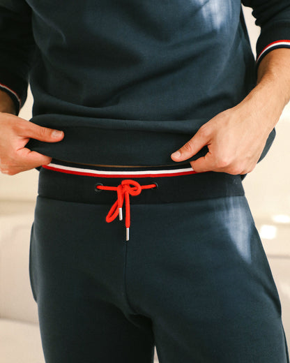 jogging homme bleu marine - coton bio - maison ft 