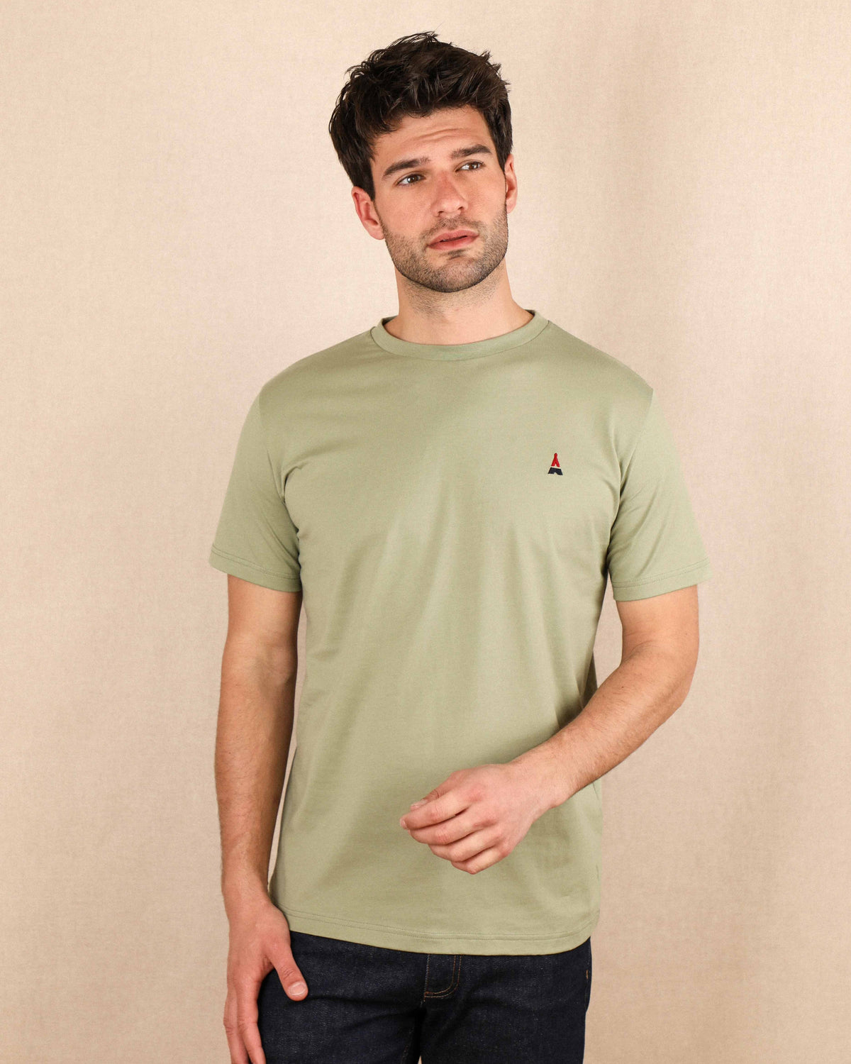 T-SHIRT HOMME VERT SAUGE - COTON BIO