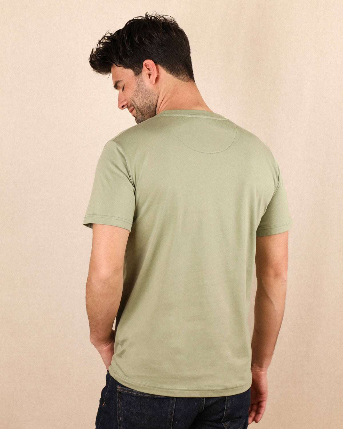 T-SHIRT HOMME VERT SAUGE - COTON BIO