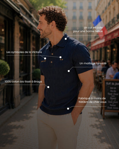Polo Marcel bleu marine hommage équipe de france de foot