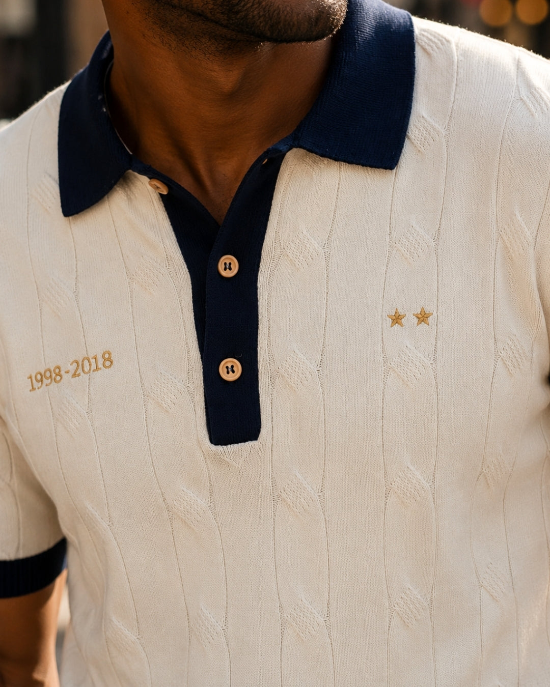 polo homme équipe de france de foot - retro - maison ft - broderie 