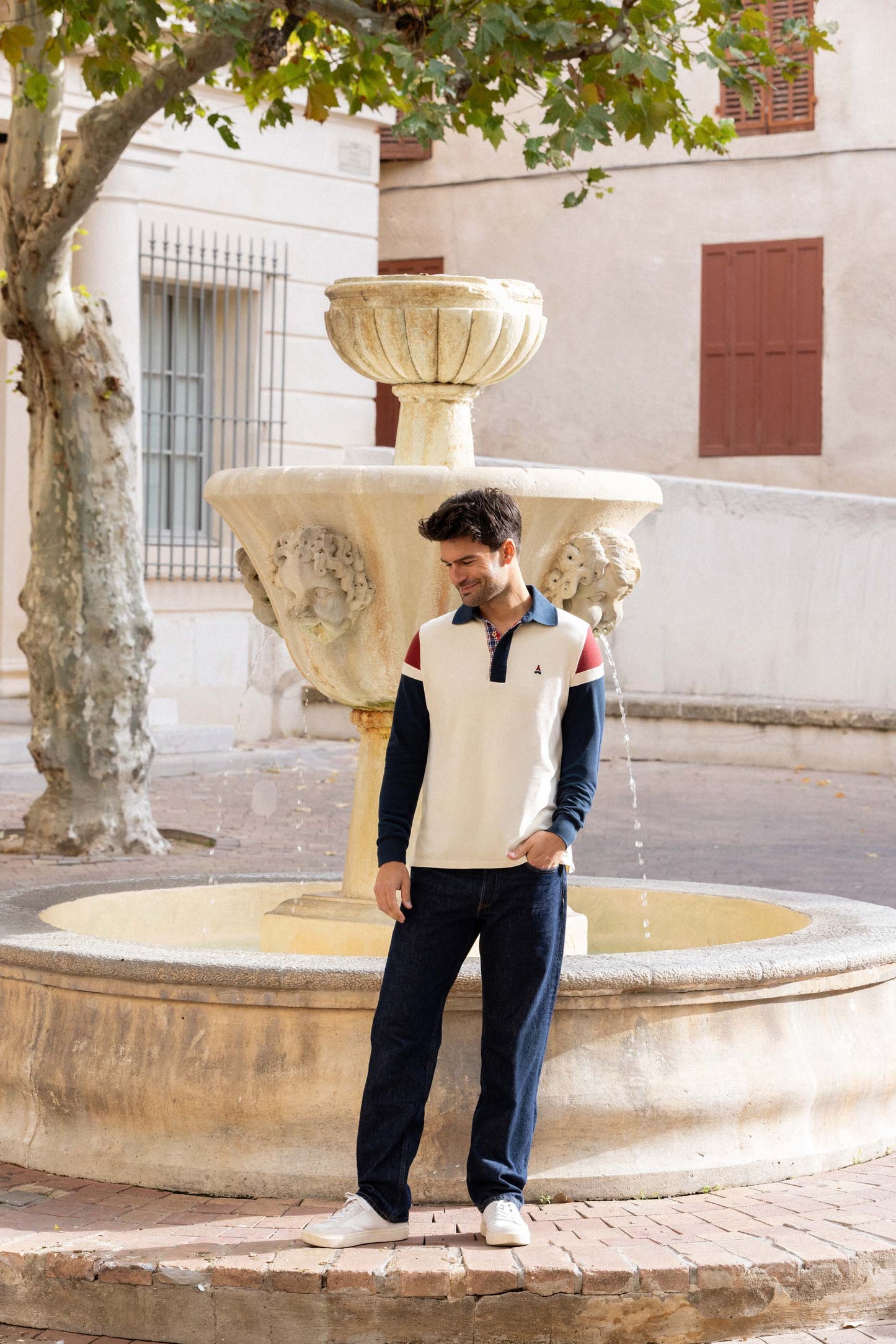 POLO MANCHE LONGUE BEIGE |  MAURICE | COTON BIO