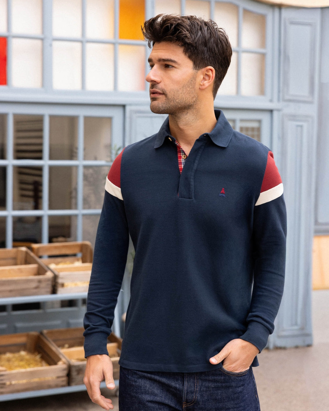 polo_homme_bleu_marine_manche_longue