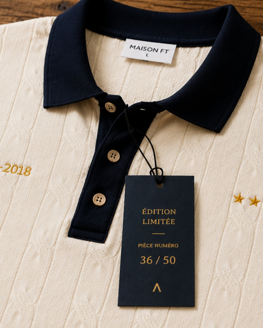 polo homme équipe de france de foot - retro - maison ft - édition limitée à 50 pièces