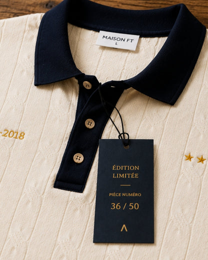 polo homme équipe de france de foot - retro - maison ft - édition limitée à 50 pièces