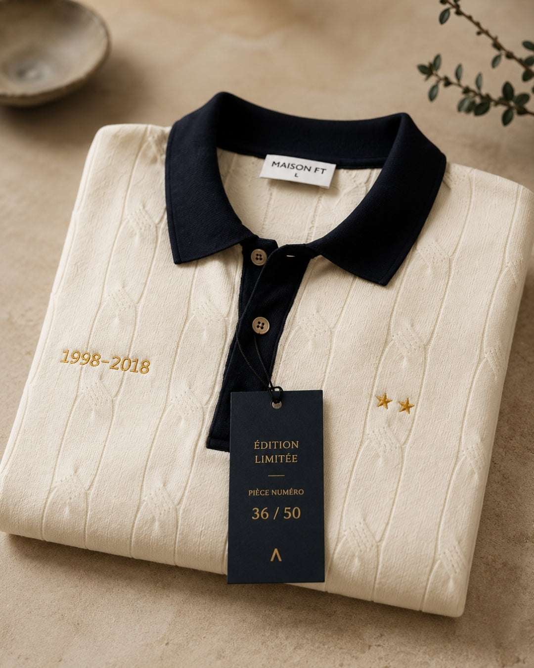 polo homme équipe de france de foot - retro - maison ft - édition limitée