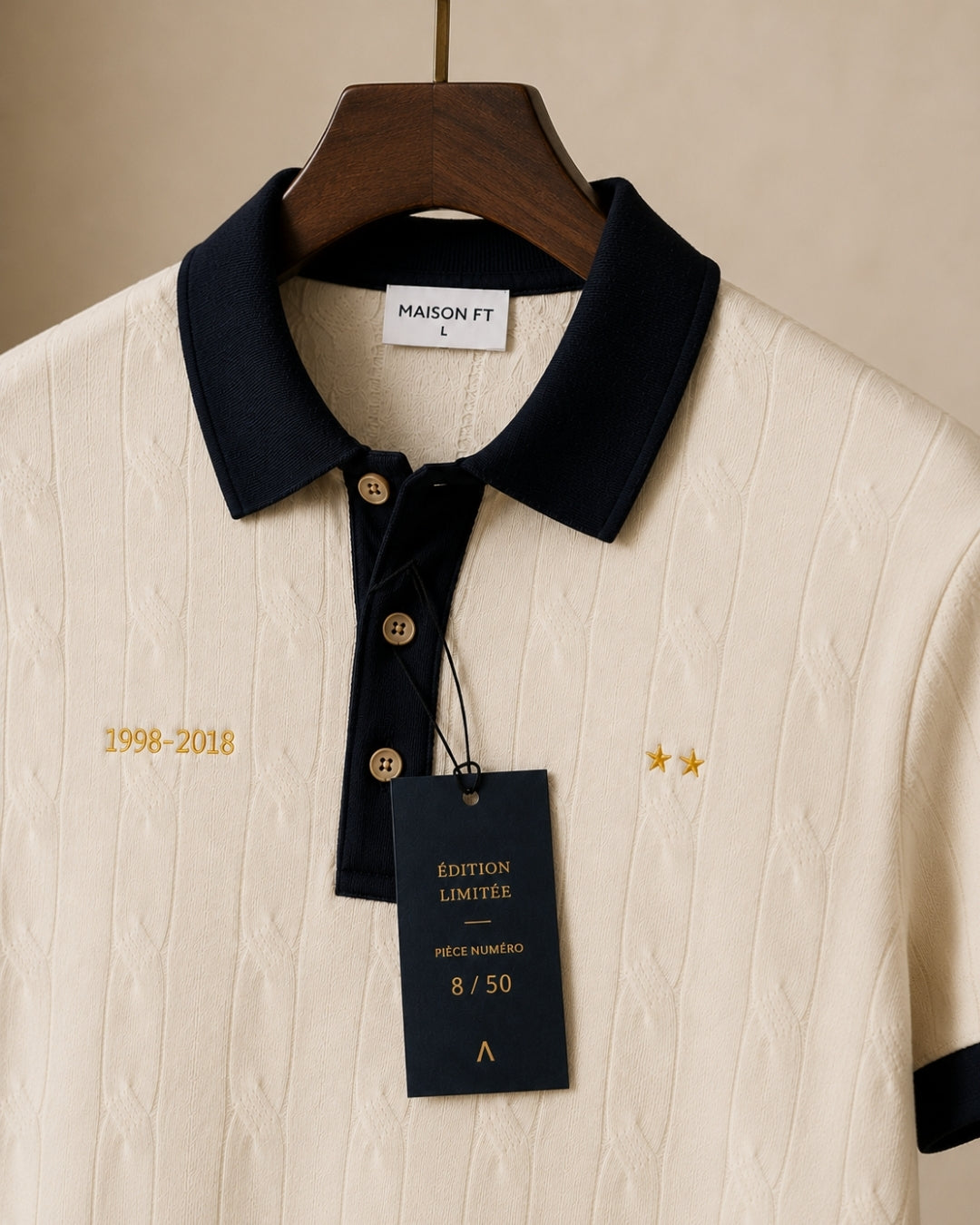 polo homme équipe de france de foot - retro - maison ft - édition 50 pièces