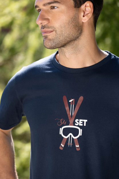 T-SHIRT SKI SET BLEU MARINE | COTON BIO