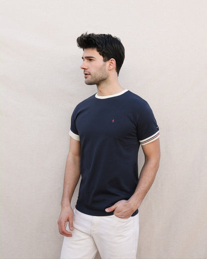 T-shirt coton bio | Constant Bleu marine | Saint James x Maison FT