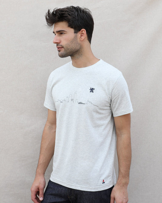 T-shirt homme coton bio | Skyline gris | Maison FT x Ville de Lyon