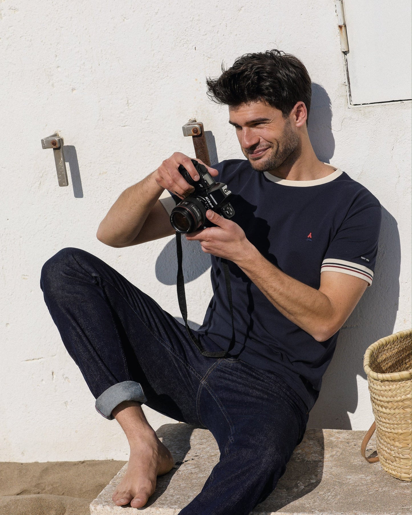 T-shirt coton bio | Constant Bleu marine | Saint James x Maison FT